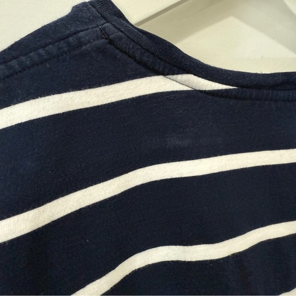 Ralph Lauren Navy and White Cotton Striped V Neck T-Shirt - Picture 11 of 16